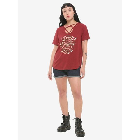 Harry Potter Burgundy Muggles Crisscross Girls T-Shirt (Med) - Picture 7 of 7